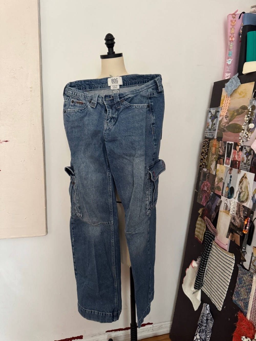 BDG Washed Blue Carpenter Cargo Jeans